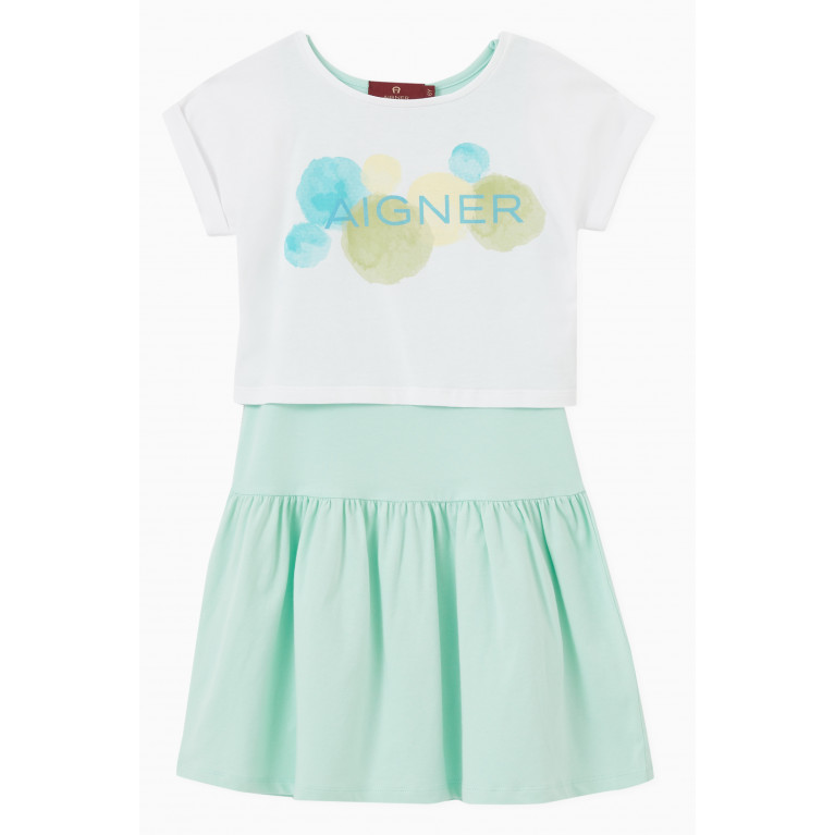 AIGNER - Logo Dress Set in Cotton Green