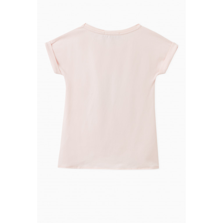 AIGNER - Watercolour Logo Knot Tie T-shirt in Cotton Jersey Pink