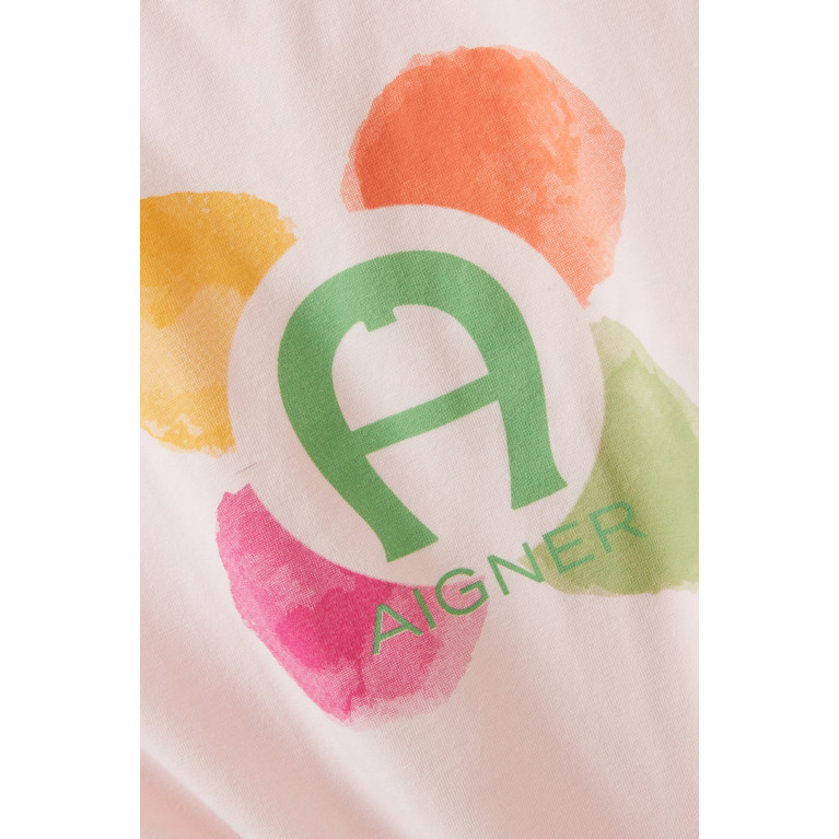 AIGNER - Watercolour Logo Knot Tie T-shirt in Cotton Jersey Pink