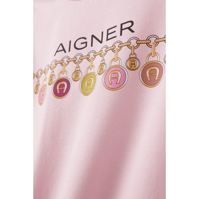AIGNER - Ruffled Logo Dress in Cotton Pink
