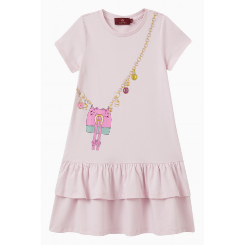 AIGNER - Handbag T-shirt Dress in Cotton Pink