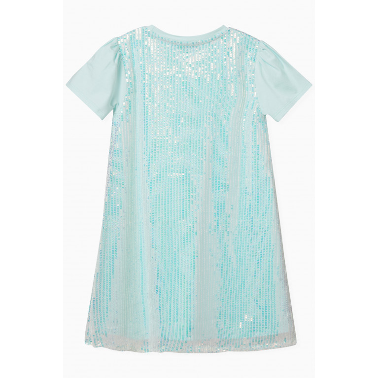 AIGNER - Sequinned T-shirt Dress in Stretch Jersey & Tulle Blue