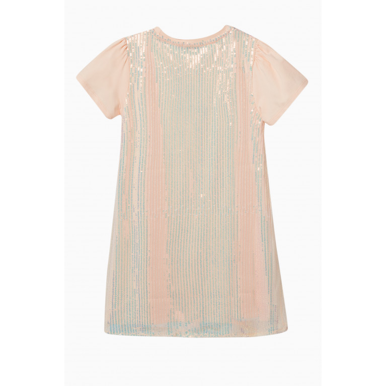 AIGNER - Sequinned T-shirt Dress in Stretch Jersey & Tulle Orange