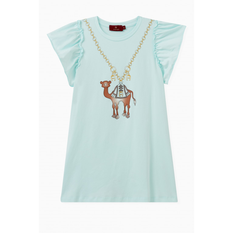 AIGNER - Camel Dress in Cotton Blue
