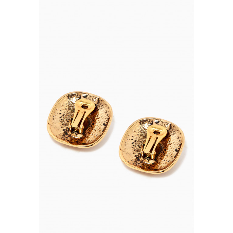 Mon Reve - Lapis Lazuli Clip-on Earrings in Gold-plated Brass
