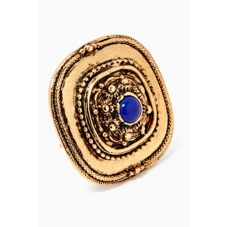 Mon Reve - Lapis Lazuli Clip-on Earrings in Gold-plated Brass