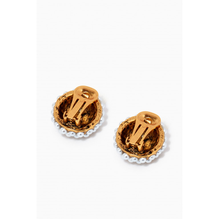 Mon Reve - Pearl Clip-on Stud Earrings in Gold-plated Brass