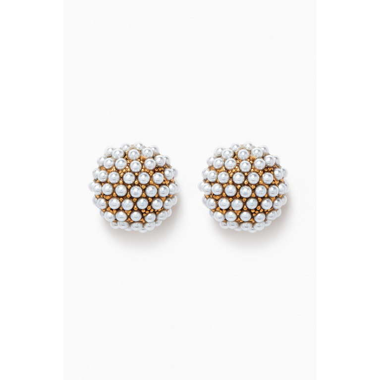 Mon Reve - Pearl Clip-on Stud Earrings in Gold-plated Brass