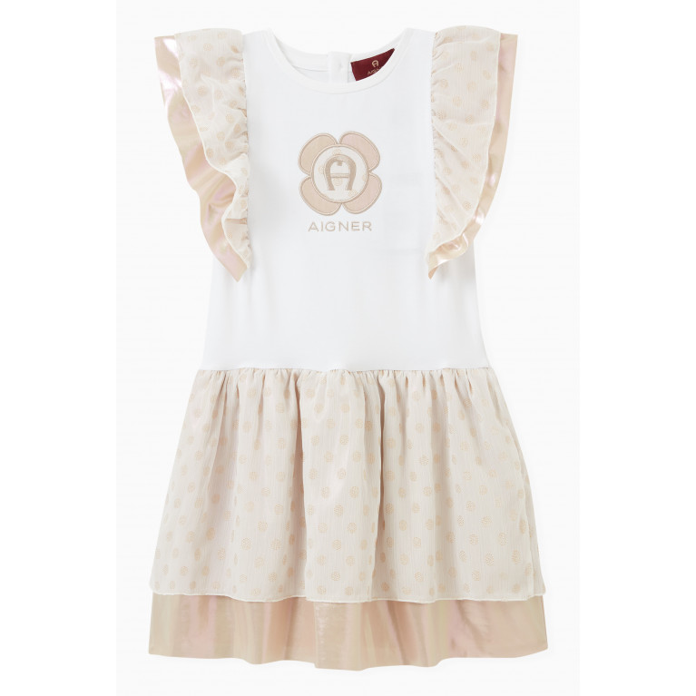 AIGNER - Logo Frilled Dress in Cotton