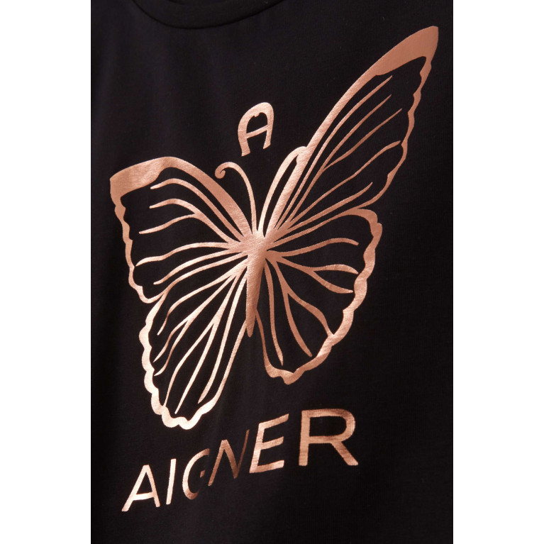 AIGNER - Butterfly Logo T-shirt in Cotton Jersey Black