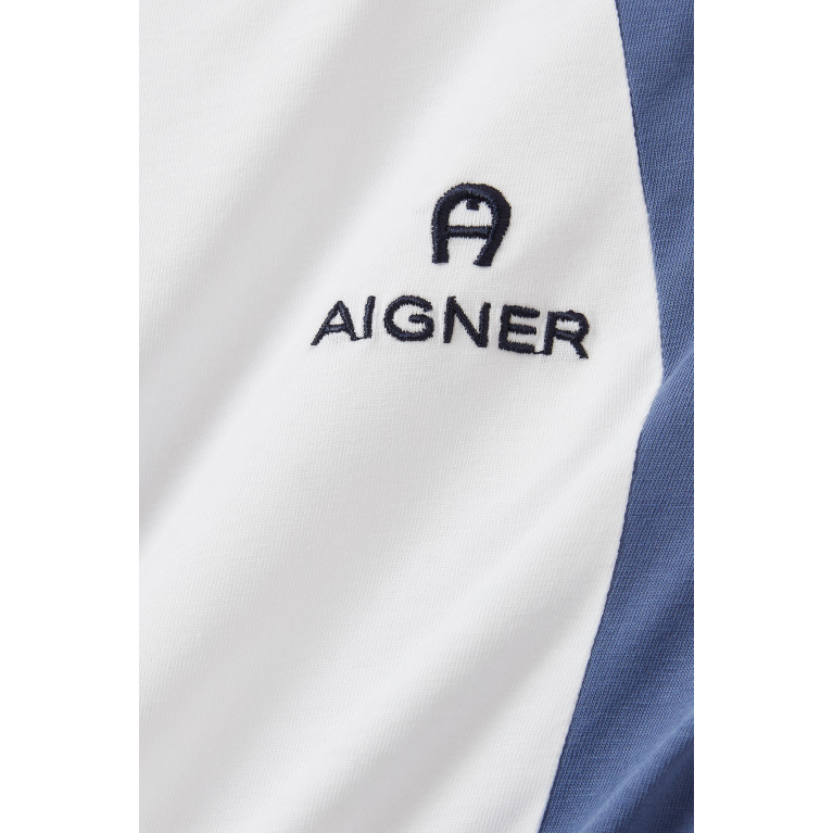 AIGNER - Colour-blocked Logo T-shirt in Cotton Blue