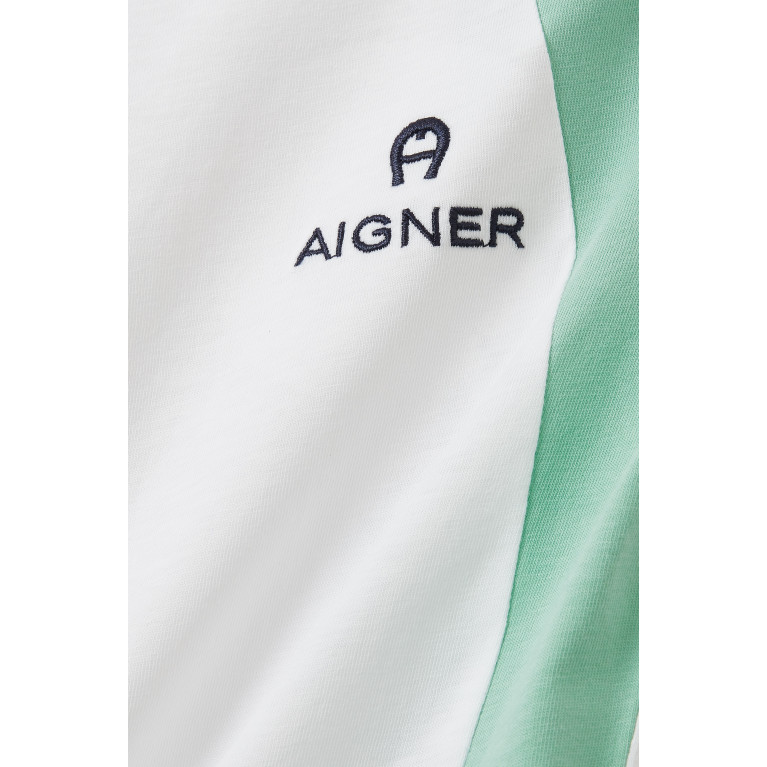 AIGNER - Colour-blocked Logo T-shirt in Cotton Green