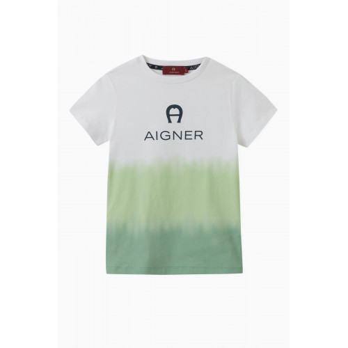 AIGNER - Ombré Logo T-shirt in Cotton Jersey Green