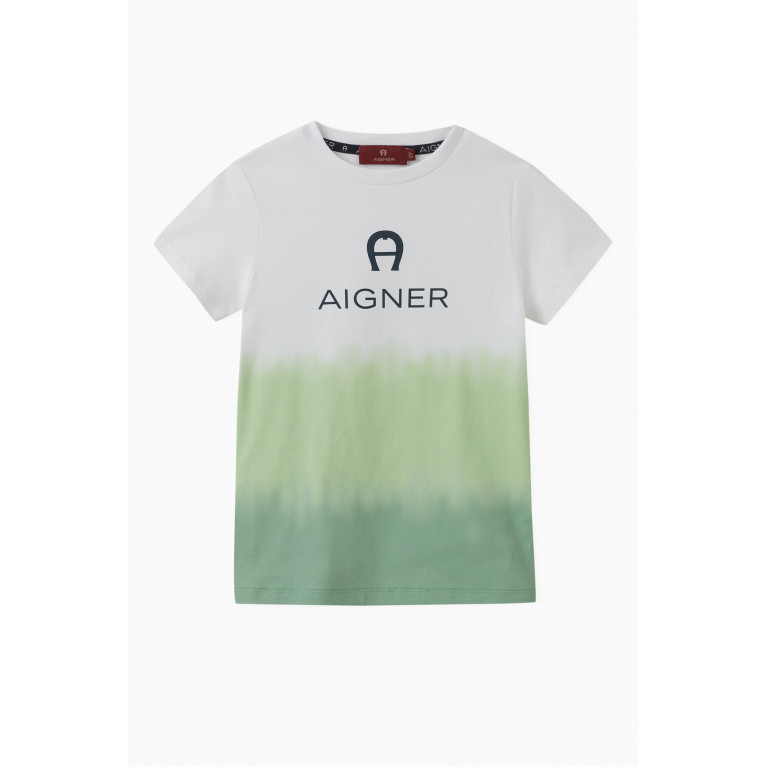 AIGNER - Ombré Logo T-shirt in Cotton Jersey Green