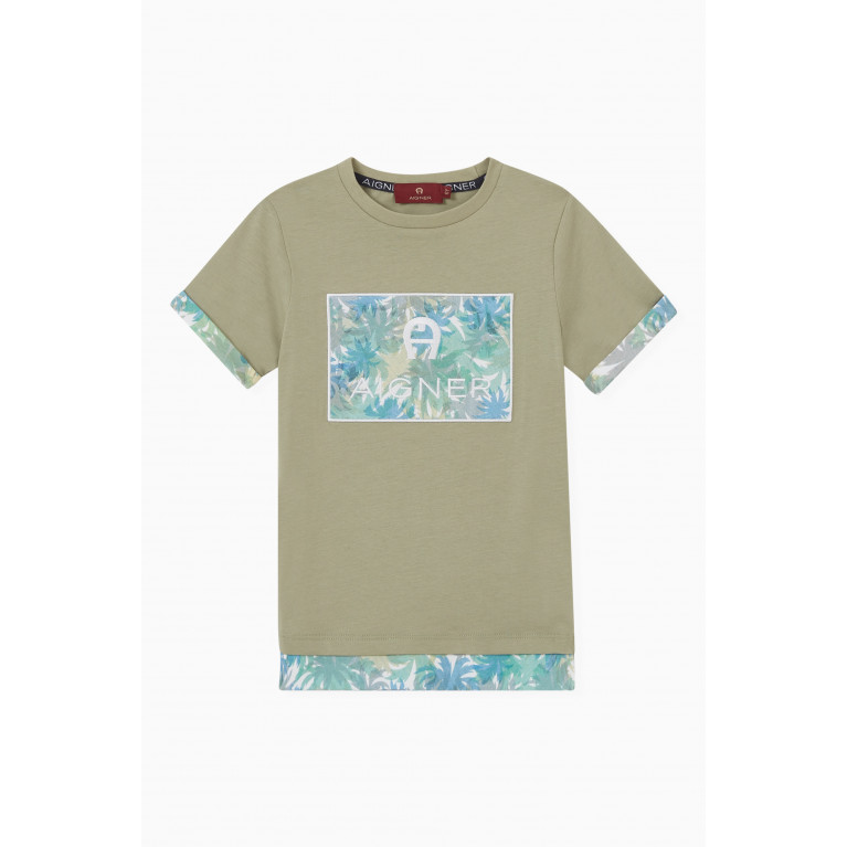 AIGNER - Ombré Logo T-shirt in Cotton Jersey Yellow