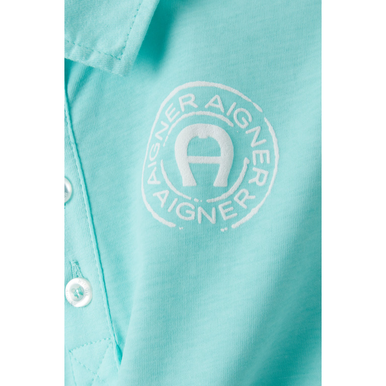 AIGNER - Ombre Logo Polo Shirt in Cotton Blue