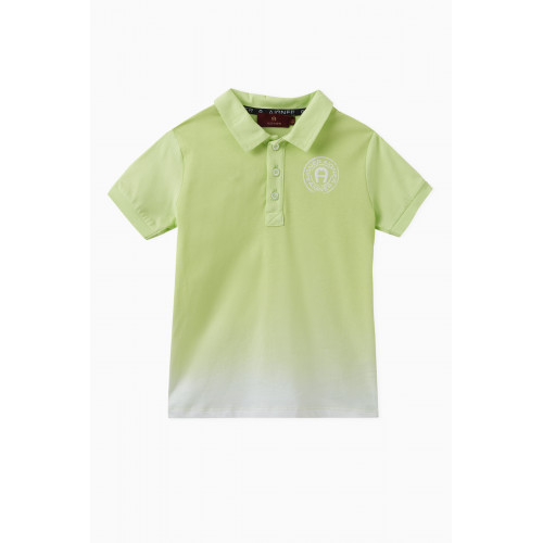 AIGNER - Ombre Logo Polo Shirt in Cotton Green