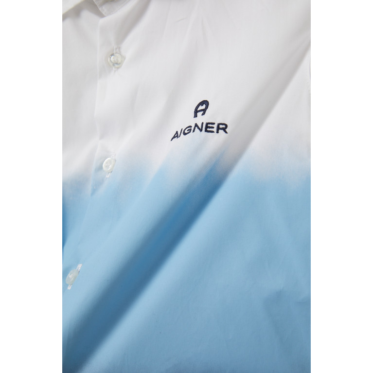 AIGNER - Ombré Logo Shirt in Cotton Poplin