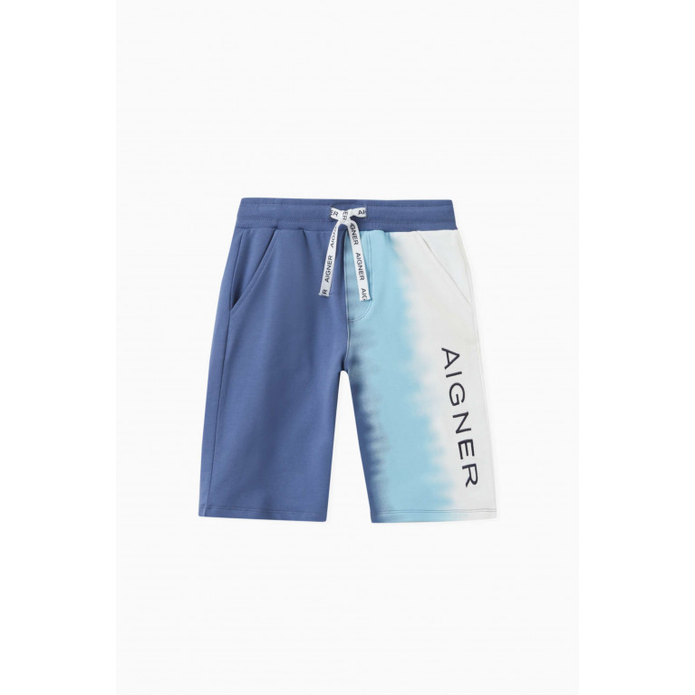 AIGNER - Ombre Logo Shorts in Cotton Blue