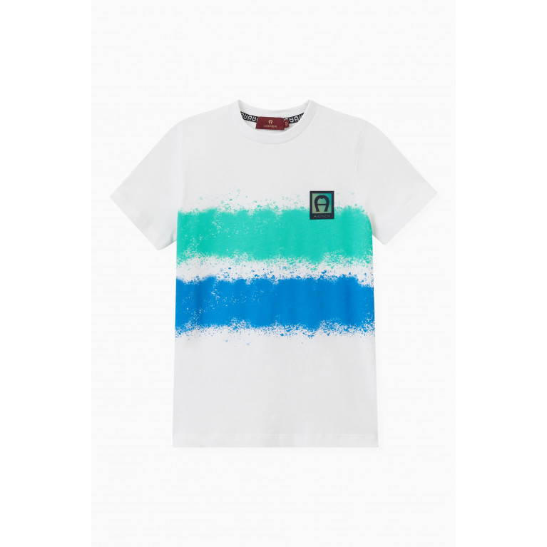 AIGNER - Painted Stripe Print Logo T-shirt in Cotton