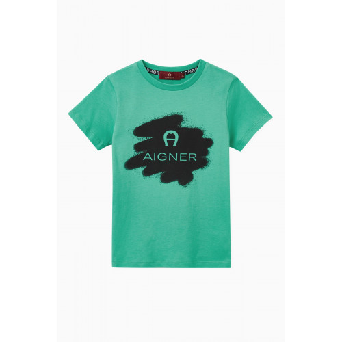 AIGNER - Logo Graphic Print T-shirt in Cotton Blue