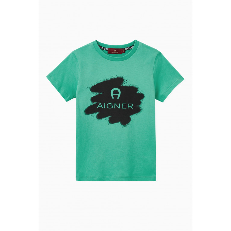 AIGNER - Logo Graphic Print T-shirt in Cotton Blue