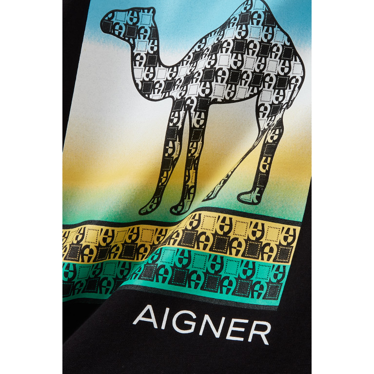 AIGNER - Camel Logo T-shirt in Cotton Black