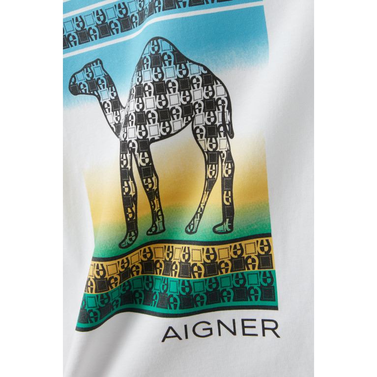 AIGNER - Camel Logo T-shirt in Cotton White