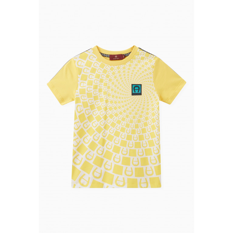 AIGNER - Logo Graphic Print T-shirt in Cotton Yellow