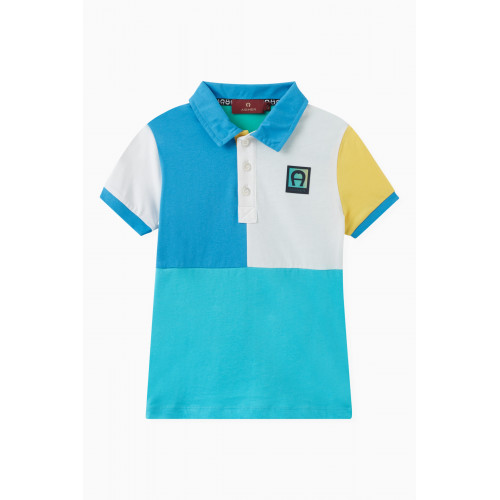 AIGNER - Colour-block Logo Polo Shirt in Cotton