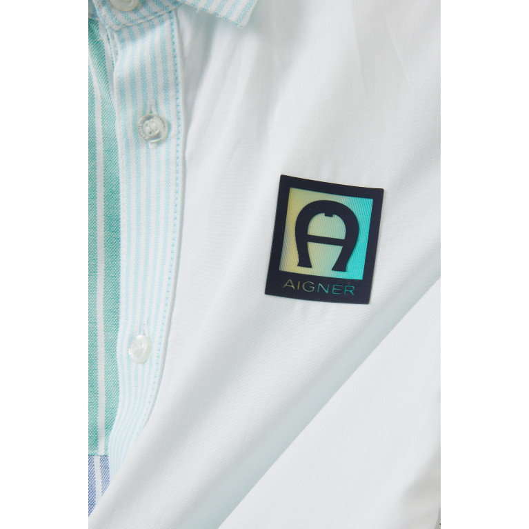 AIGNER - Logo Striped Oxford Shirt in Cotton Poplin