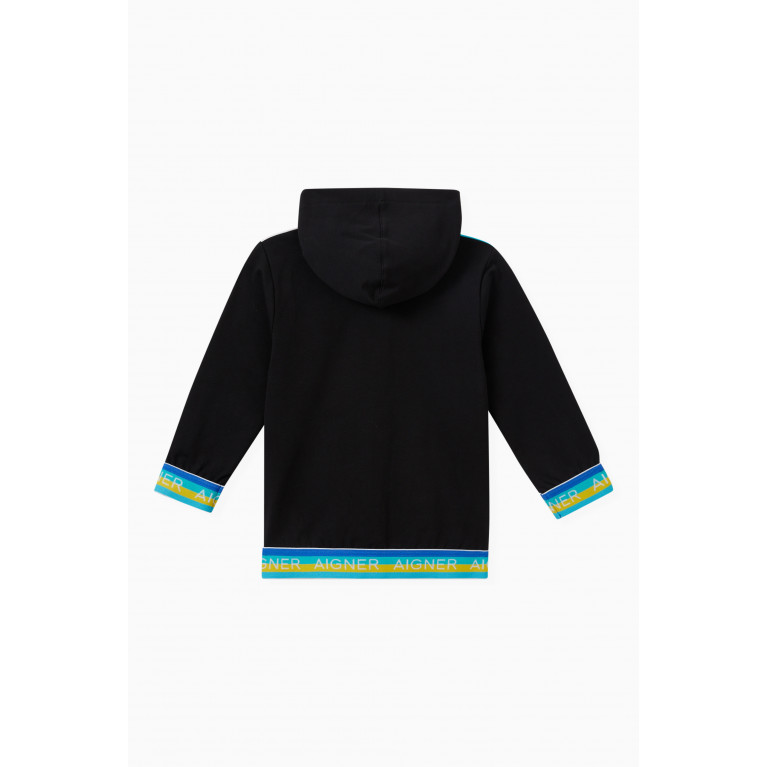 AIGNER - Colour-blocked Logo Hoodie in Cotton