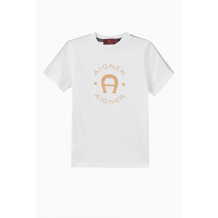 AIGNER - Logo Tape T-shirt in Cotton Jersey White