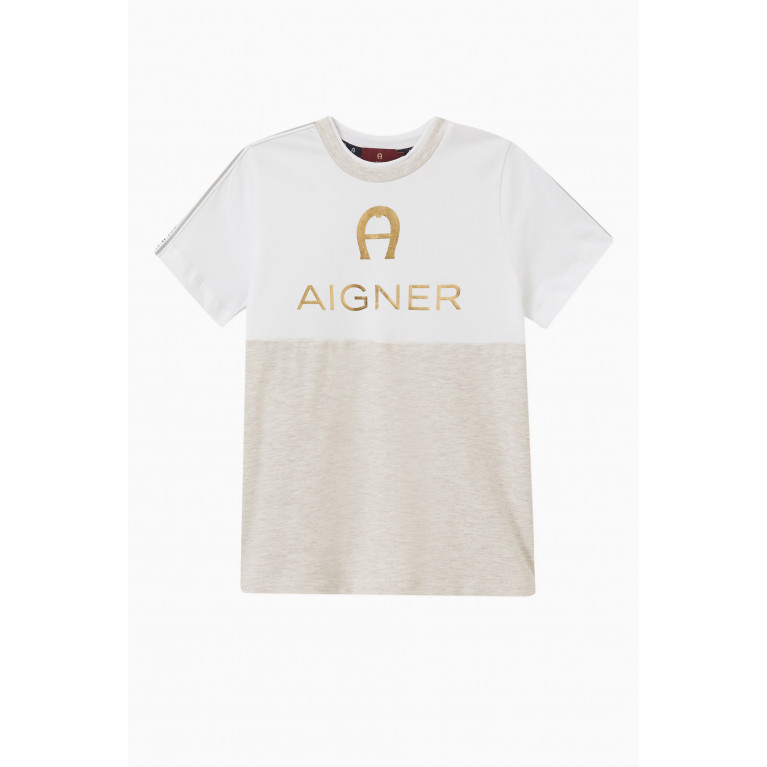AIGNER - Logo T-shirt in Cotton Silver