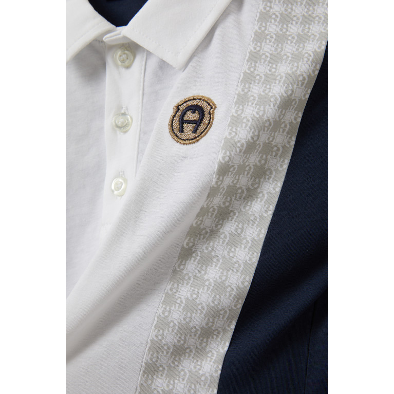 AIGNER - Logo Polo T-shirt in Cotton Blue