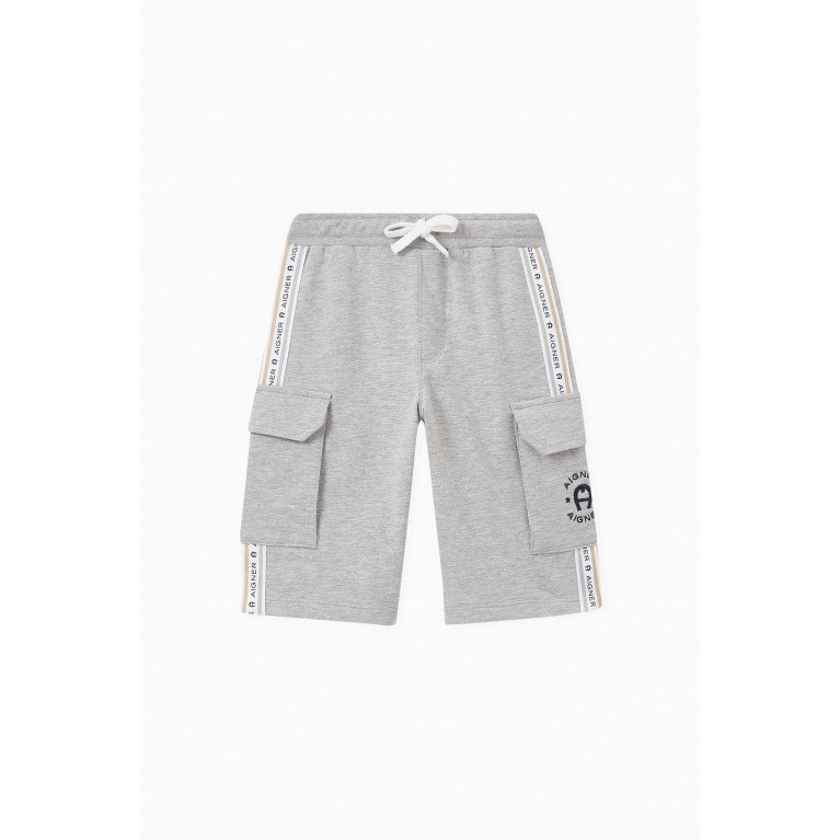 AIGNER - Logo Bermuda Shorts in Cotton Grey