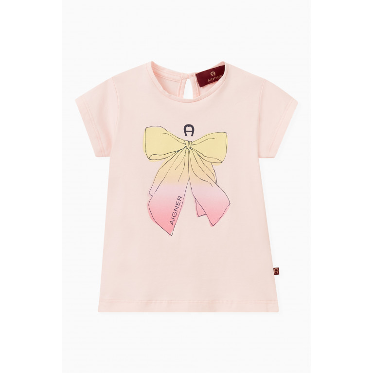 AIGNER - Logo Graphic Print T-shirt in Cotton Pink