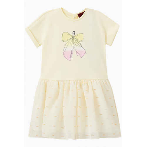 AIGNER - Aigner Bow T-shirt Dress in Cotton Jersey & Organza Yellow