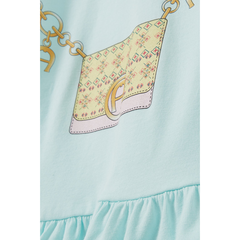 AIGNER - Handbag Graphic T-shirt Dress in Cotton Jersey Blue