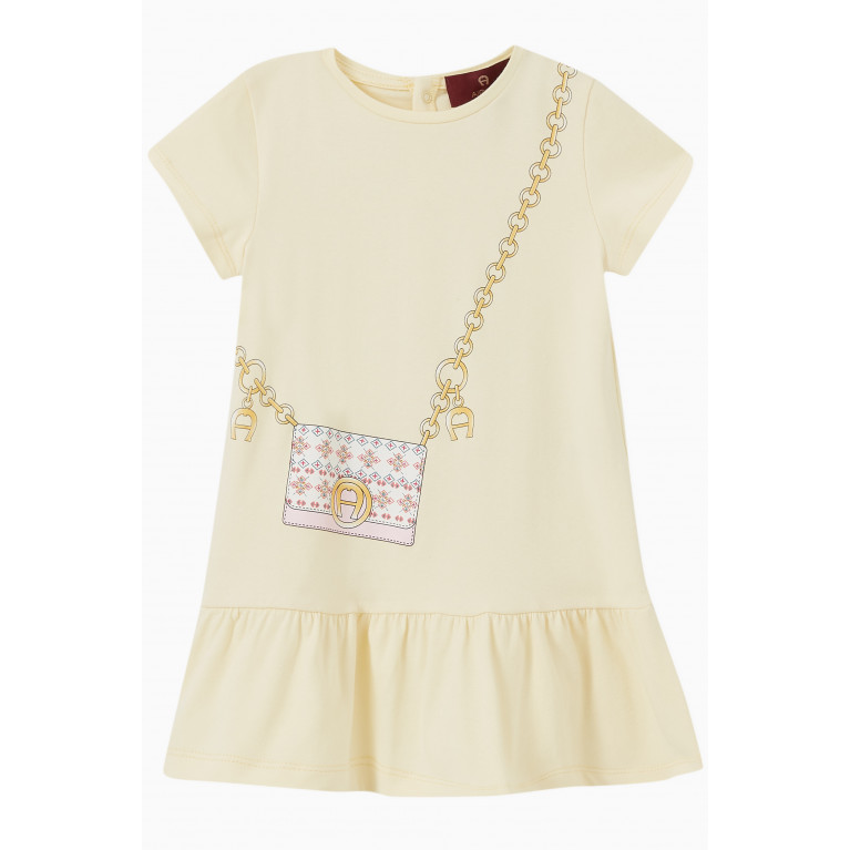 AIGNER - Handbag Graphic T-shirt Dress in Cotton Jersey Yellow