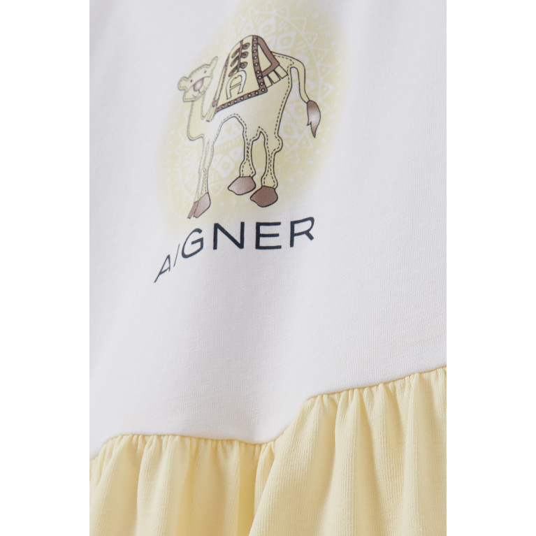 AIGNER - Colour-block Logo T-shirt Dress Yellow