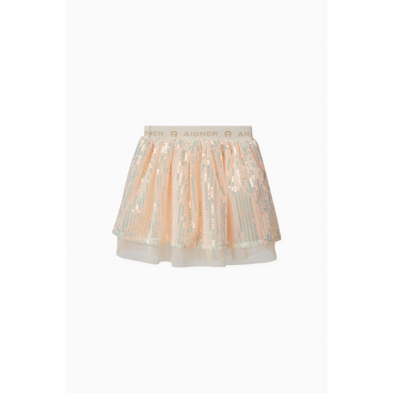 AIGNER - Sequined Logo Skirt in Polyester Neutral