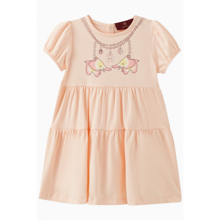 AIGNER - Elephant Print Dress in Cotton Orange