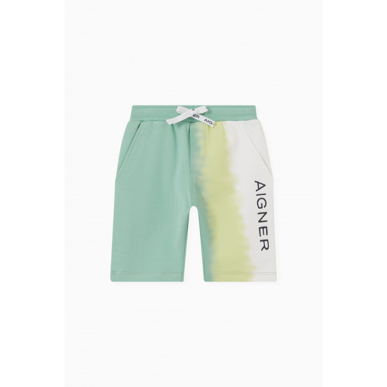 AIGNER - Logo Ombre Shorts in Cotton Green