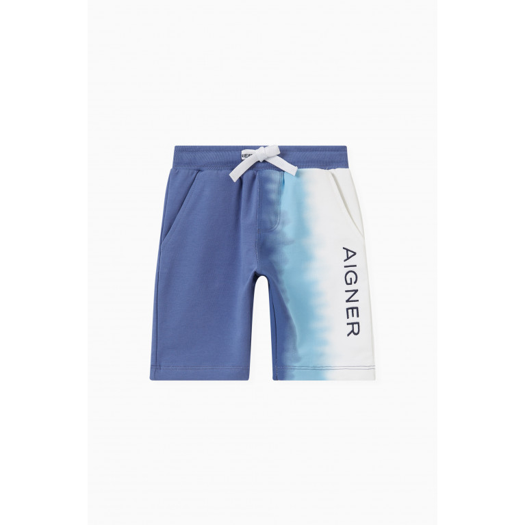 AIGNER - Logo Ombre Shorts in Cotton Blue