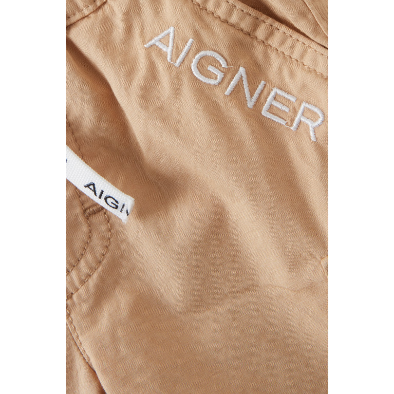 AIGNER - Logo Cargo Shorts in Cotton Brown