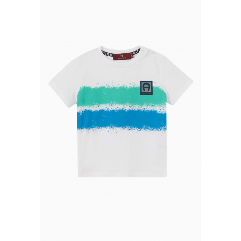 AIGNER - Painted Stripe Logo Print T-shirt in Cotton
