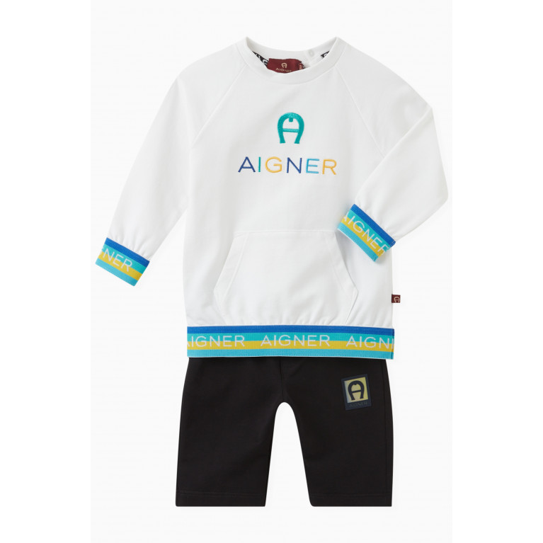 AIGNER - Striped Logo Shorts in Cotton