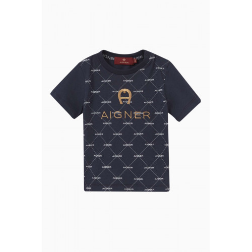 AIGNER - Logo T-shirt in Cotton Blue