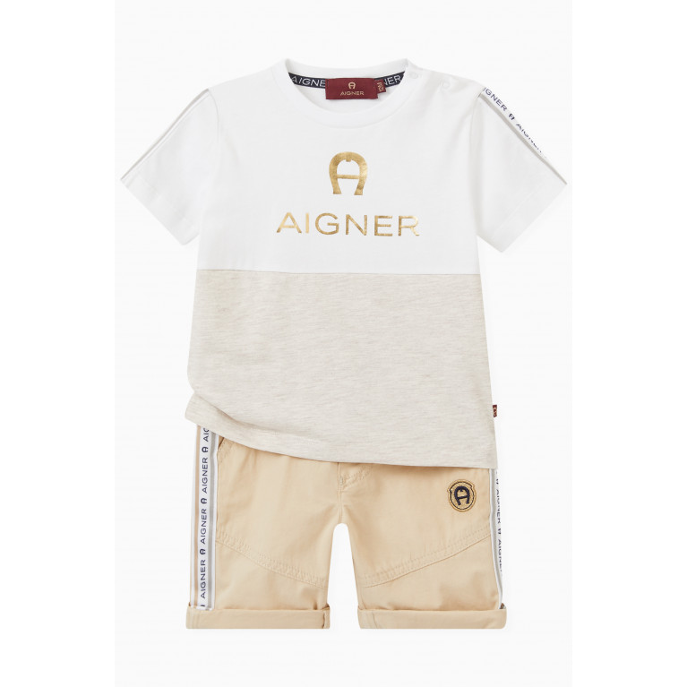 AIGNER - Logo Tape T-shirt in Cotton Silver